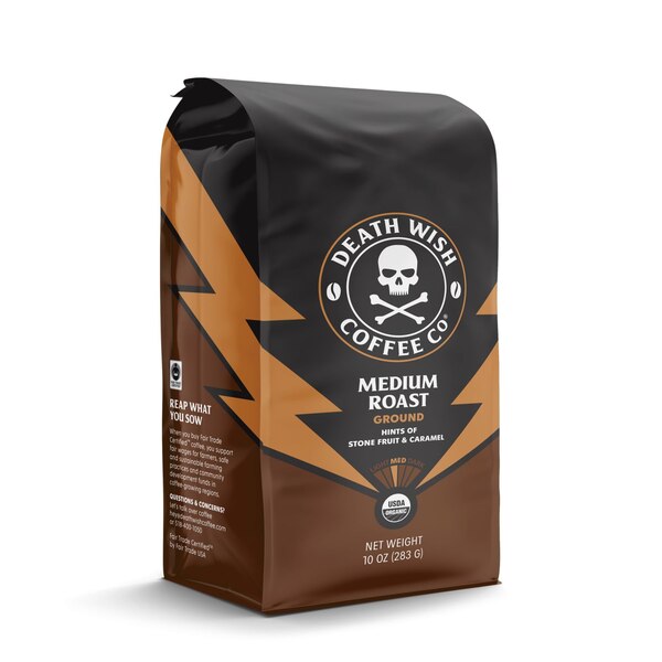 Death Wish Coffee Grounds, Medium Roast, 10 oz