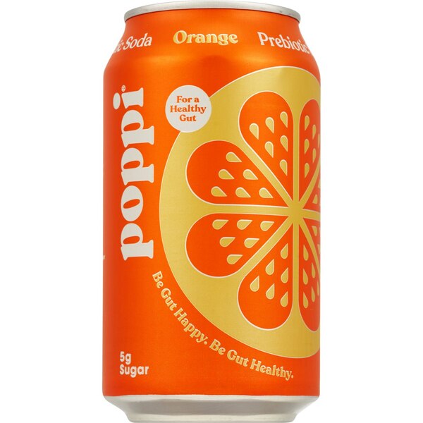 Poppi Prebiotic Soda, Orange, 4 ct, 12 oz