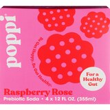 Poppi Prebiotic Soda, Raspberry Rose, 4 ct, 12 oz, thumbnail image