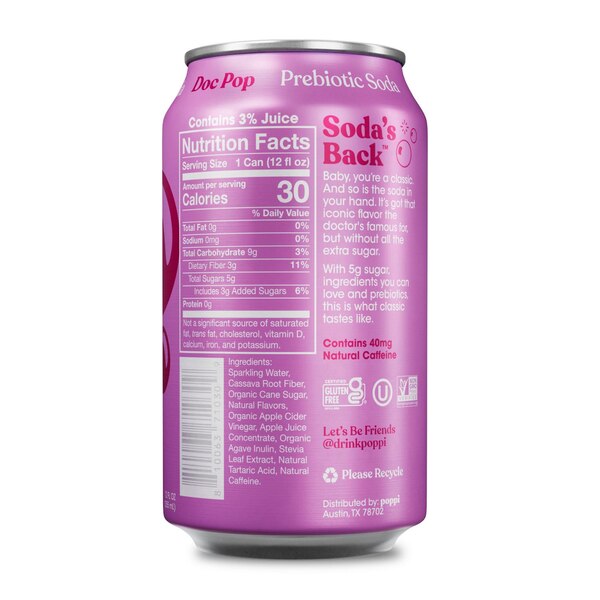 Poppi, Doc Pop Prebiotic Beverage, 12 oz