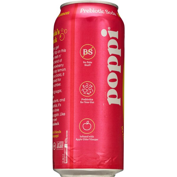 Poppi Prebiotic Soda, Strawberry Lemon, 16 oz