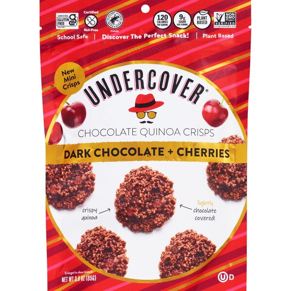 Undercover, Dark Chocolate + Cherry Quinoa Crisps, 3 oz											