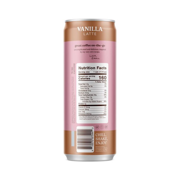 Chamberlain Coffee, Vanilla RTD Oatmilk Latte, 11 Oz