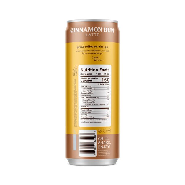 Chamberlain Coffee, Cinnamon Bun RTD Oatmilk Latte, 11 Oz
