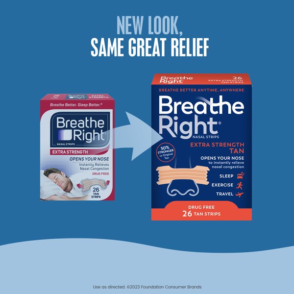 Breathe Right Extra Strength Nasal Strips, Tan, 26 CT