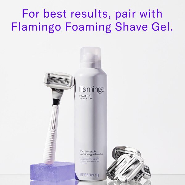 Flamingo Women's 5-Blade Razor + 2 Razor Blade Refills + 1 Shower Holder
