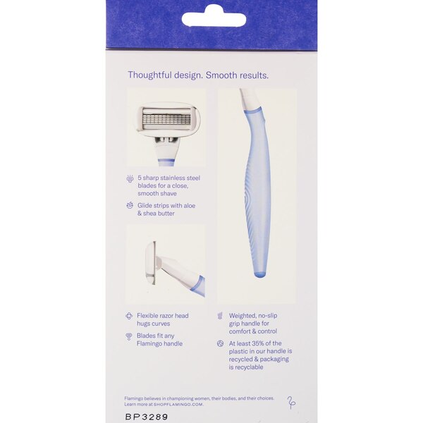 Flamingo Lilac 5-Blade Razor + 5 Razor Blade Refills