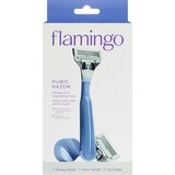 Flamingo 5-Blade Pubic Razor + 2 Razor Blade Refills, thumbnail image