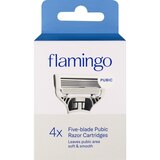 Flamingo 5-Blade Pubic Razor Blade Refills, 4 CT, thumbnail image 1 of 2