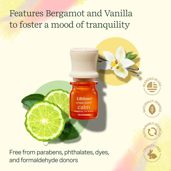 Lifelines Citrus Grove Calm Essential Oil Blend, Bergamot & Vanilla Scent, 0.25 oz