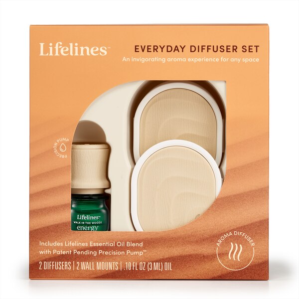 Lifelines Everyday Diffuser Set, 2 Portable Diffusers + Essential Oil Blend