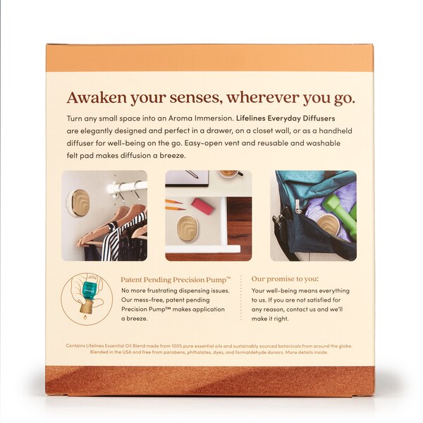 Lifelines Everyday Diffuser Set, 2 Portable Diffusers + Essential Oil Blend
