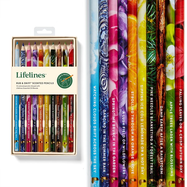 Lifelines Rub & Sniff Scented Colored Pencils Infused with Essential Oil Blend,10 ct