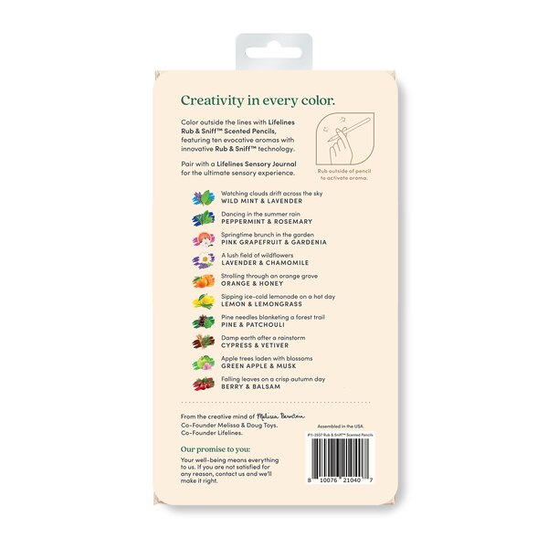 Lifelines Rub & Sniff Scented Colored Pencils Infused with Essential Oil Blend,10 ct