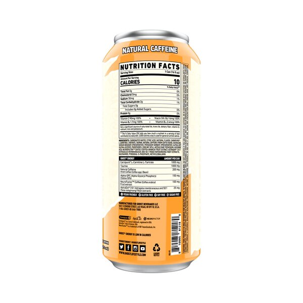 GHOST Energy Orange Cream, 16 oz