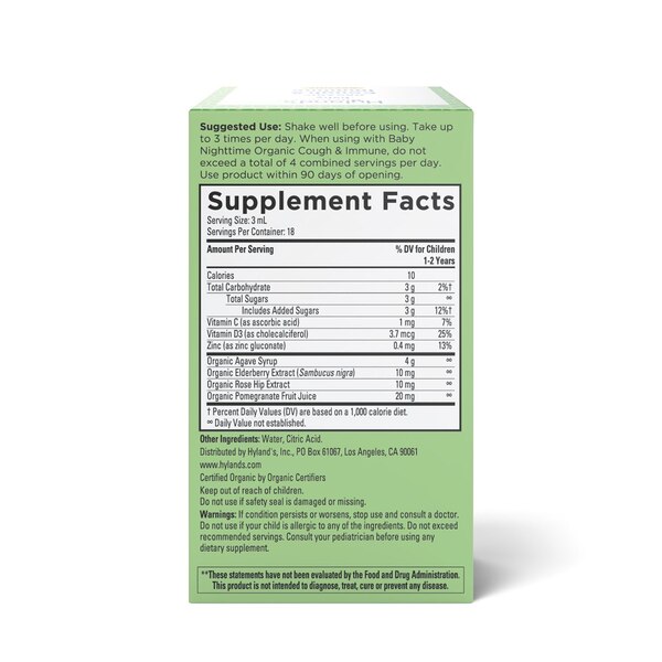 Hyland's Naturals Organic Cough & Immune Liquid, 2 OZ