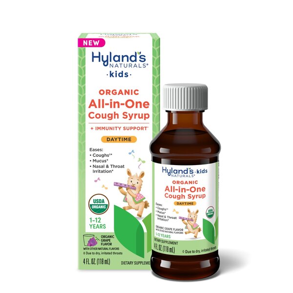 Hyland's Naturals Kids Organic All-in-One Daytime Cough Syrup, Grape