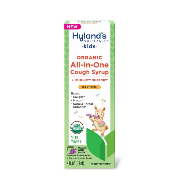 Hyland's Naturals Kids Organic All-in-One Daytime Cough Syrup, Grape