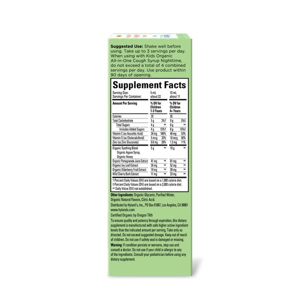 Hyland's Naturals Kids Organic All-in-One Daytime Cough Syrup, Grape