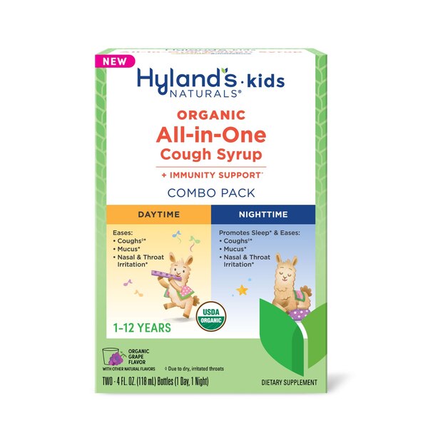 Hyland's Naturals Kids Organic All-in-One Cough Syrup Combo Pack, Grape