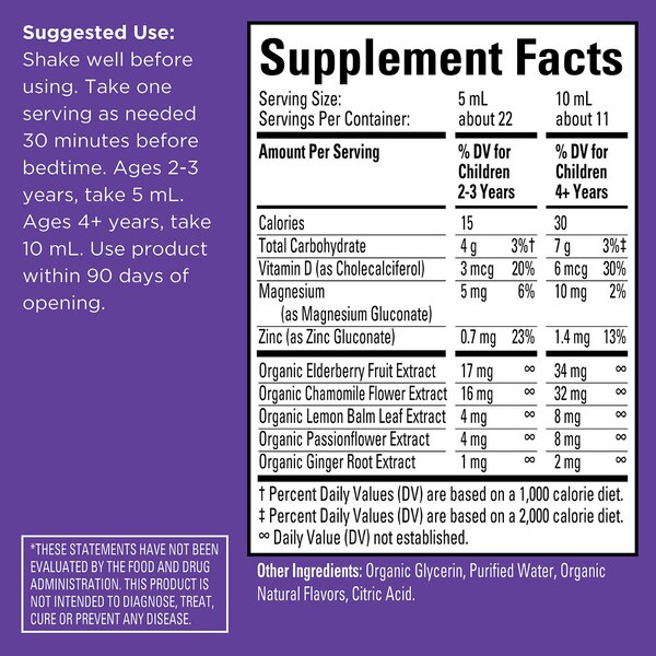 Hyland's Kids Organic Sleep, Calm + Immunity Melatonin Free Liquid, 4 OZ