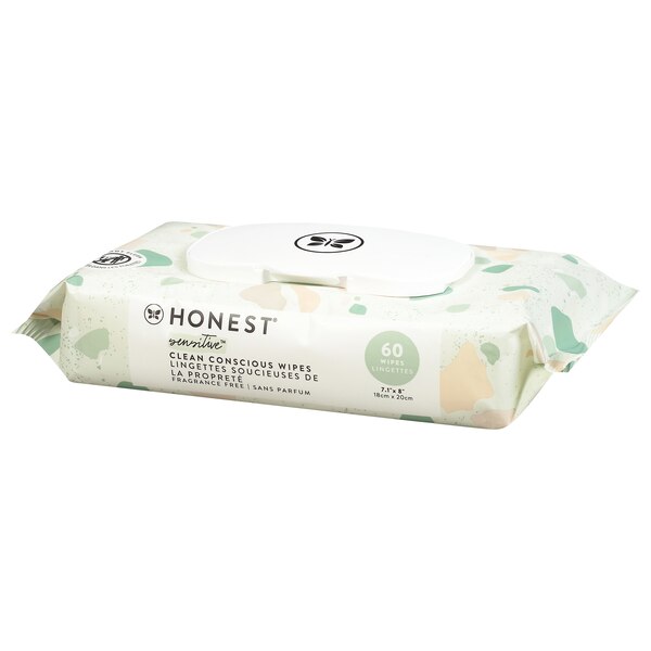 Honest Sensitive Clean Conscious Wipes, 60 CT