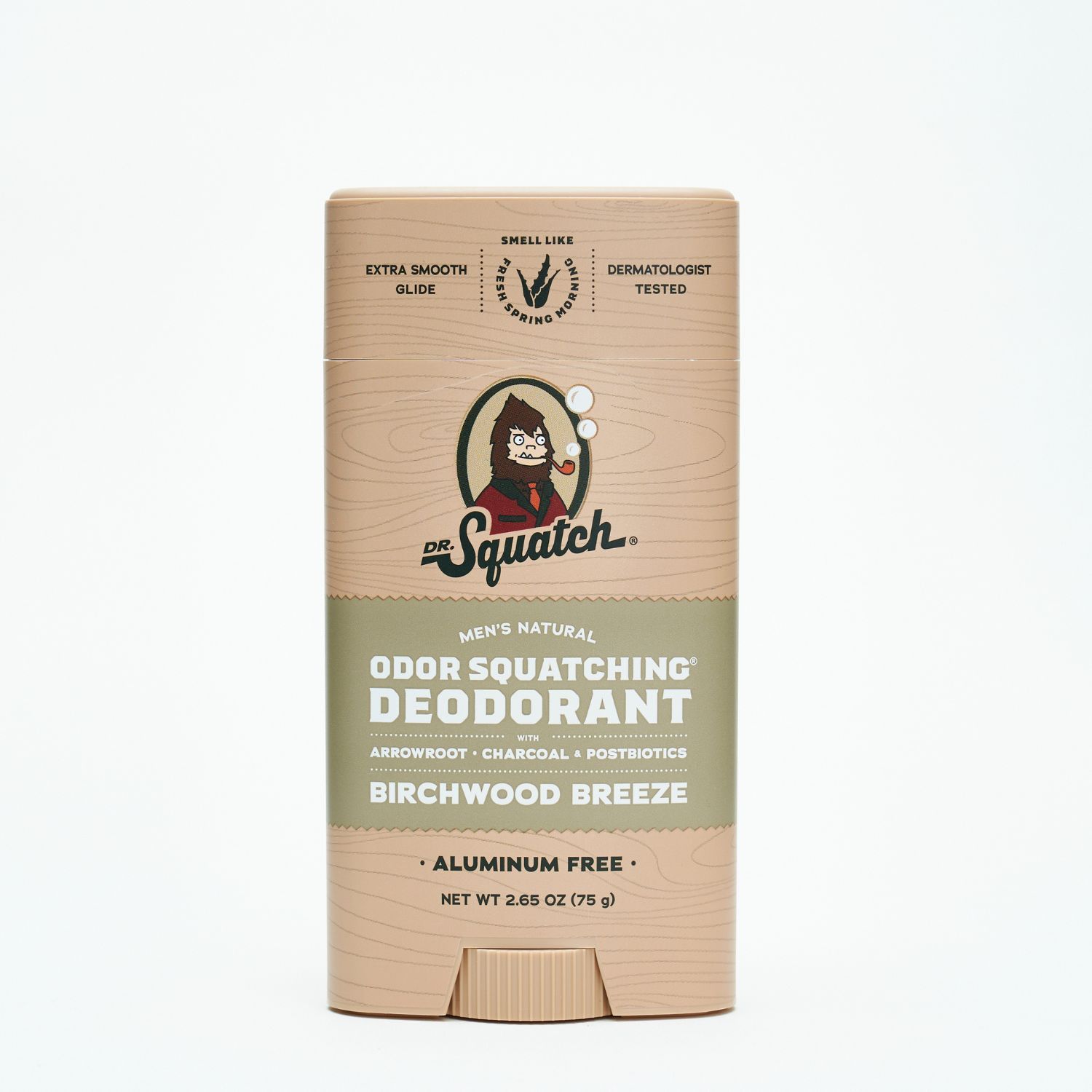 Dr. Squatch Odor Squatching Deodorant Stick, Birchwood Breeze, 2.65 OZ