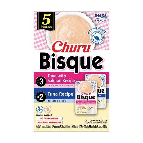 Inaba Churu Bisque Cat Treats, Tuna Variety Pack, 5 ct