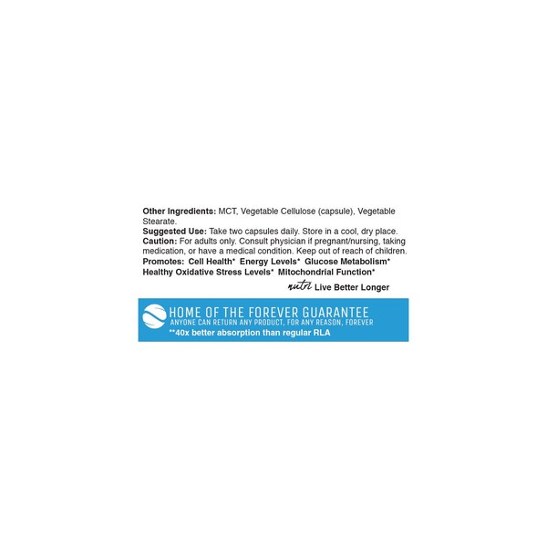 Nutri R-Alpha Lipoic Acid+ Vegan Capsules, 60 CT