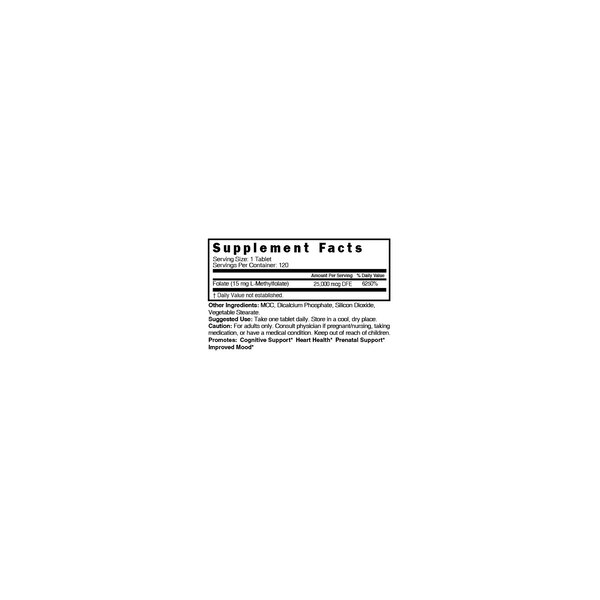 Nutri Active B9 Folic Acid Methyl Folate Tablets, 120 CT