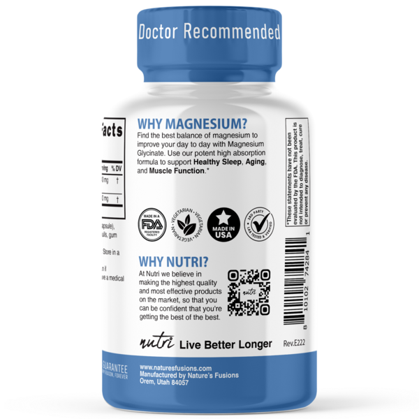 Nutri Magnesium Glycinate, 480 MG Capsules, 120 CT