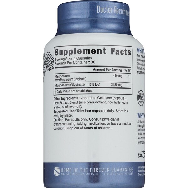 Nutri Magnesium Glycinate, 480 MG Capsules, 120 CT