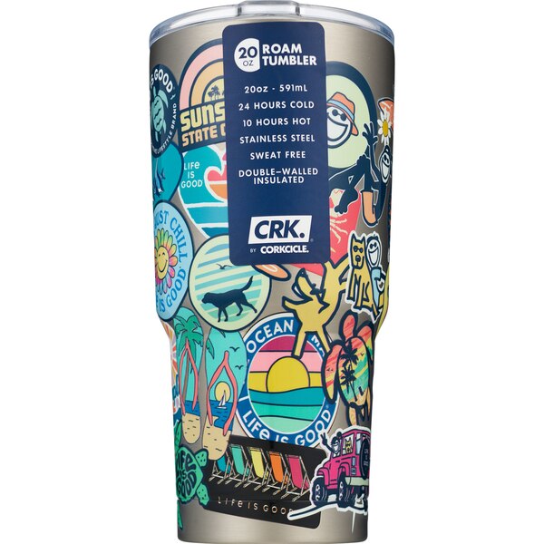 Corkcicle Life is Good Bumper Sticker Roam Tumbler, 20 oz