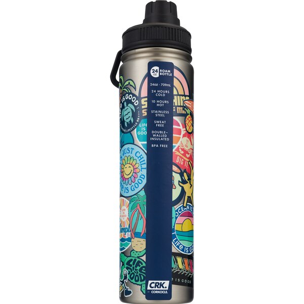 Corkcicle Life is Good Bumper Sticker Roam Bottle, 24 oz