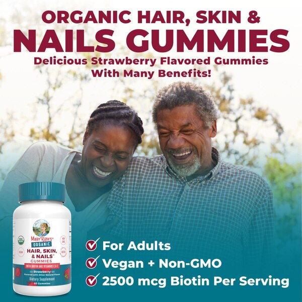 MaryRuth's Organic Hair Skin & Nails Gummies, Strawberry, 60 CT
