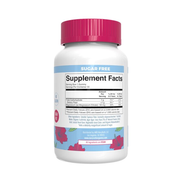 Mary Ruth's Kids Magnesium Calm Gummies, Sugar Free Hibiscus
