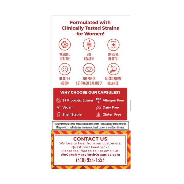 Mary Ruth's Women's Daily Care 3 in 1 Probiotic 40 Bil CFU, 30 CT