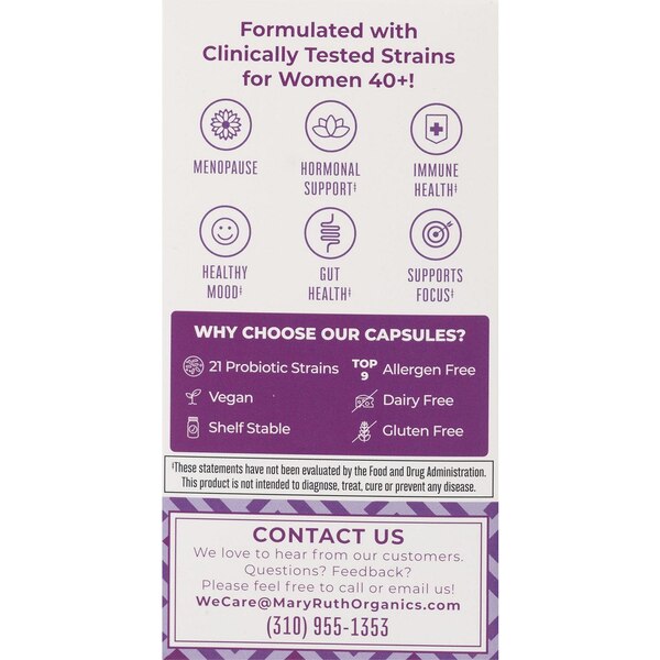 Mary Ruth's Women's Daily Care 3 in 1 Probiotic 40 Bil CFU, 30 CT