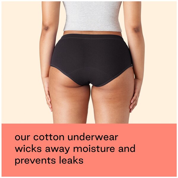 Thinx for All Women's Super Absorbency Cotton Brief Period Underwear, Black