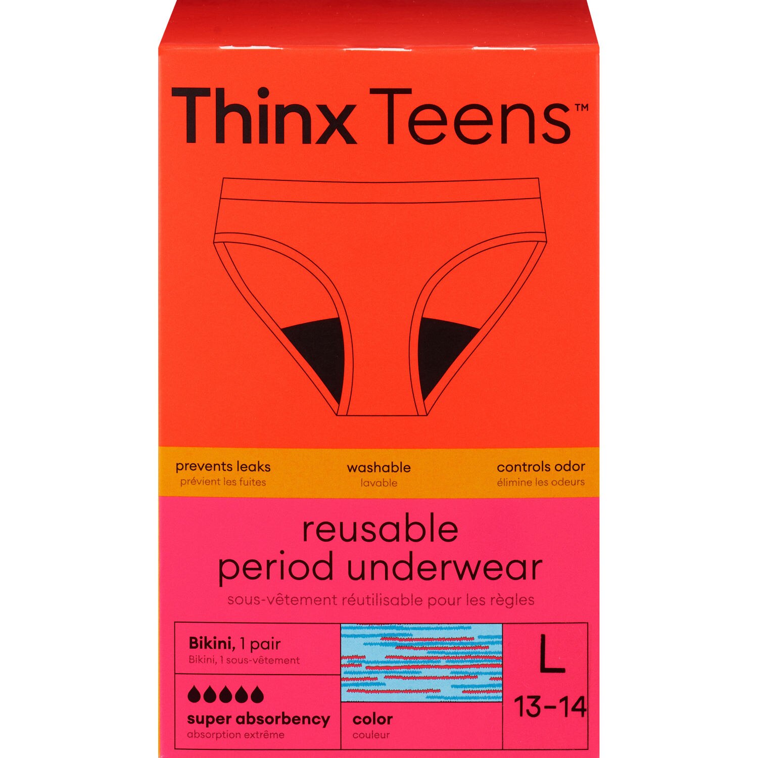 Thinx Teens Super Absorbency Cotton Bikini Period Underwear, Hologram