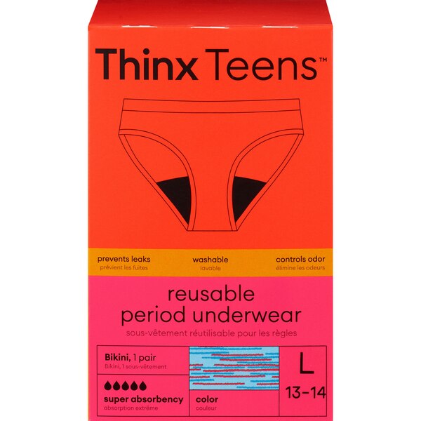 Thinx Teens Super Absorbency Cotton Bikini Period Underwear, Hologram
