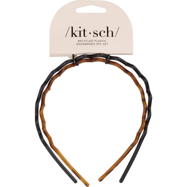 Kitsch Recycled Plastic Headbands, Black/Brown, 2 CT