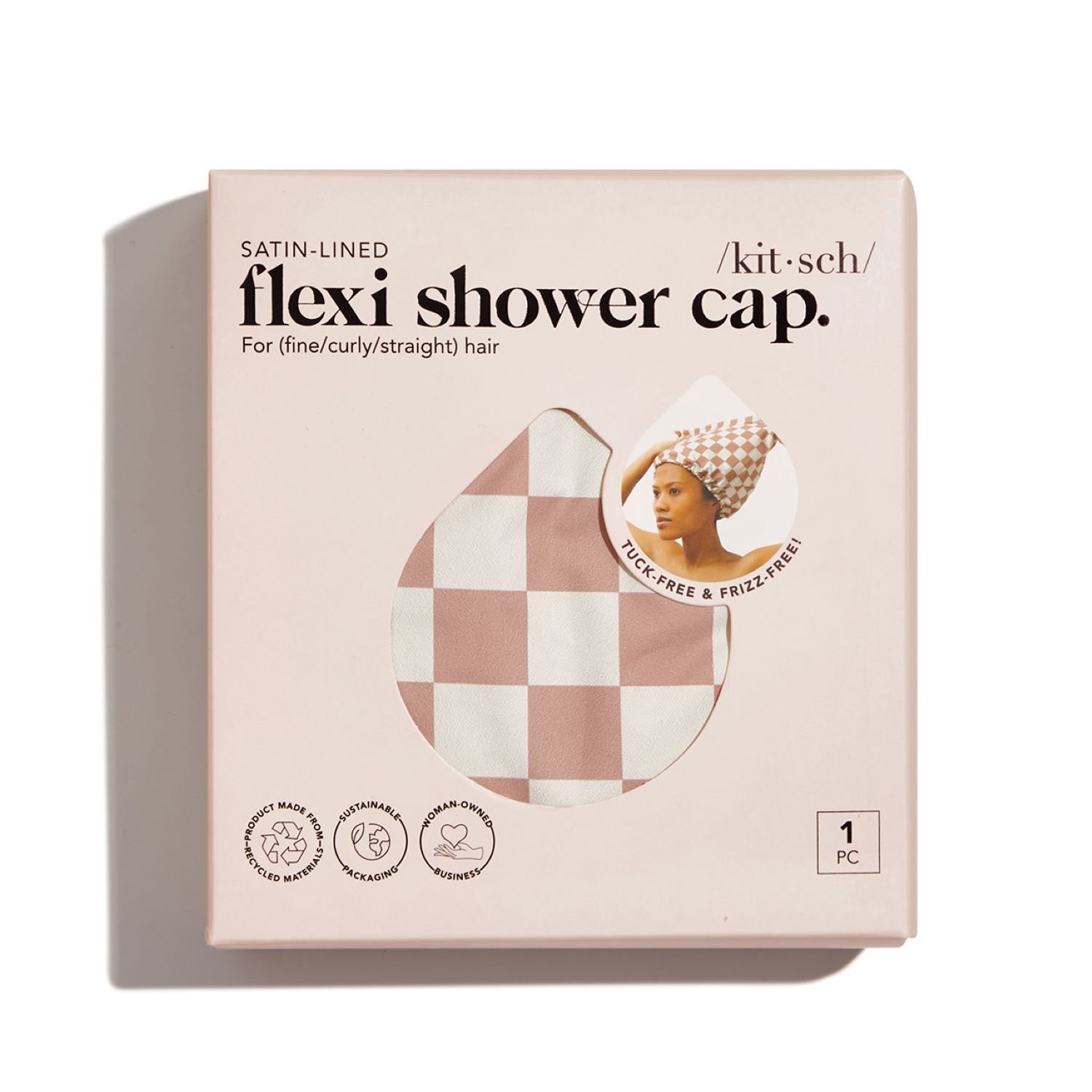 Kitsch Satin-Lined Flexi Shower Cap, 1 CT