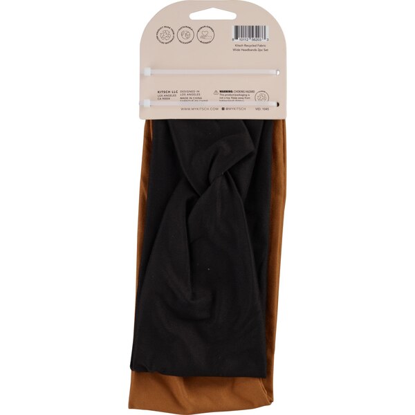 Kitsch Wide Headbands, Black/Orange, 2 CT