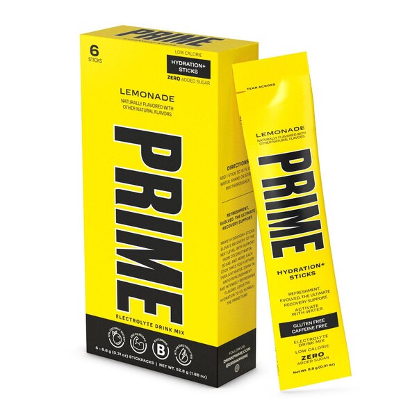 Prime Lemonade Hydration + Sticks, 6 CT