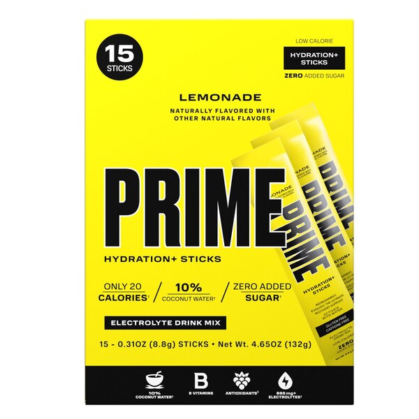 Prime Hydration Sticks, Lemonade, 15 CT
