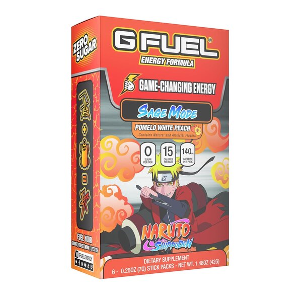 GFuel, Energy Formula, Naruto Sage Mode Pomelo White Peach, 6 ct, 1.48 oz