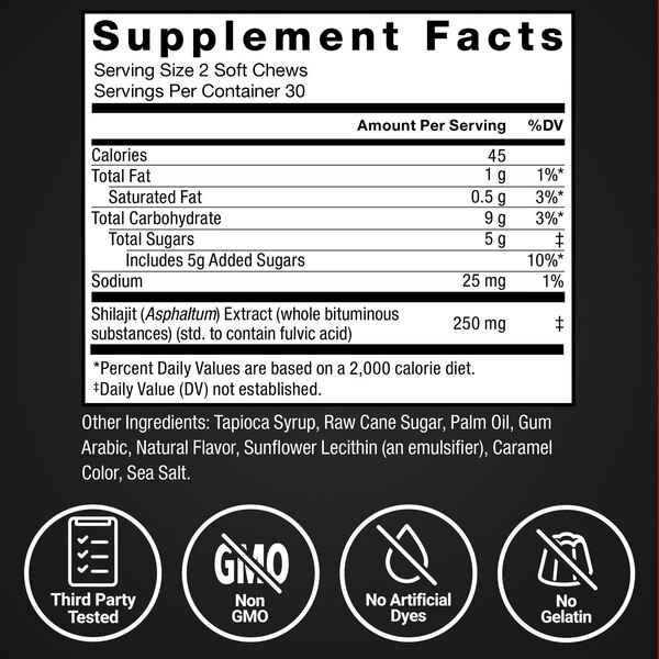 Force Factor Shilajit Chew, 60 CT
