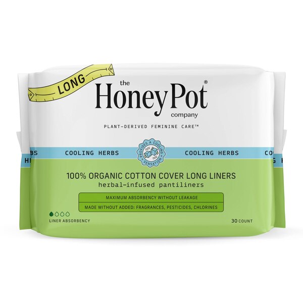 The Honey Pot Organic Top Sheet Herbal Long Liners, 30 CT