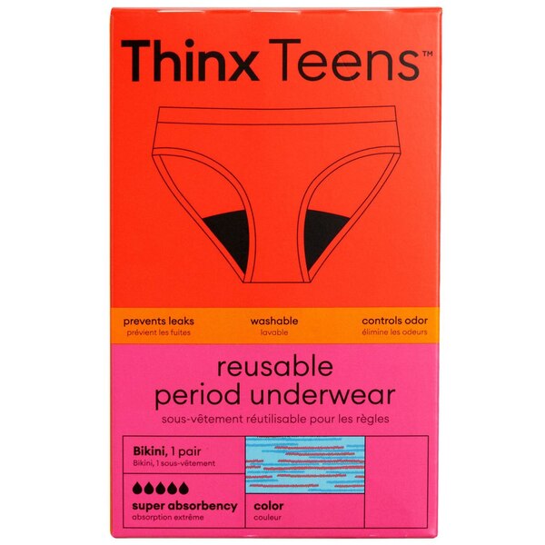 Thinx Teens Super Absorbency Cotton Bikini Period Underwear, Hologram